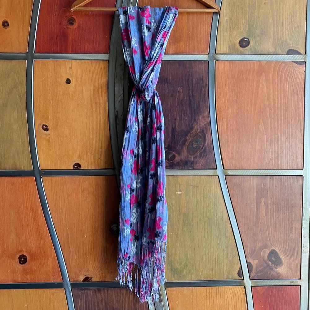 SOLD - Vintage Skull Goth Halloween Fringe Scarf Wrap